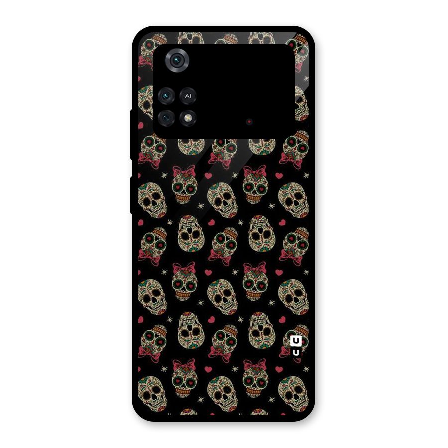 Skull Pattern Glass Back Case for Poco M4 Pro 4G
