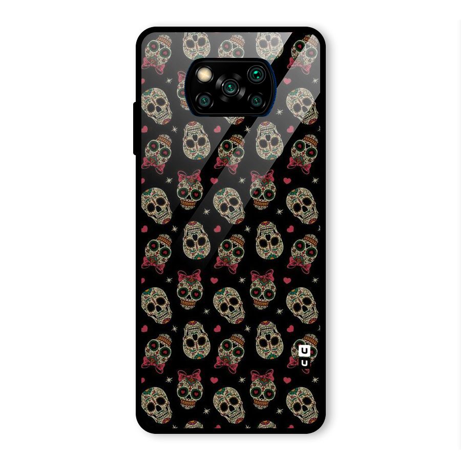 Skull Pattern Glass Back Case for Poco X3 Pro