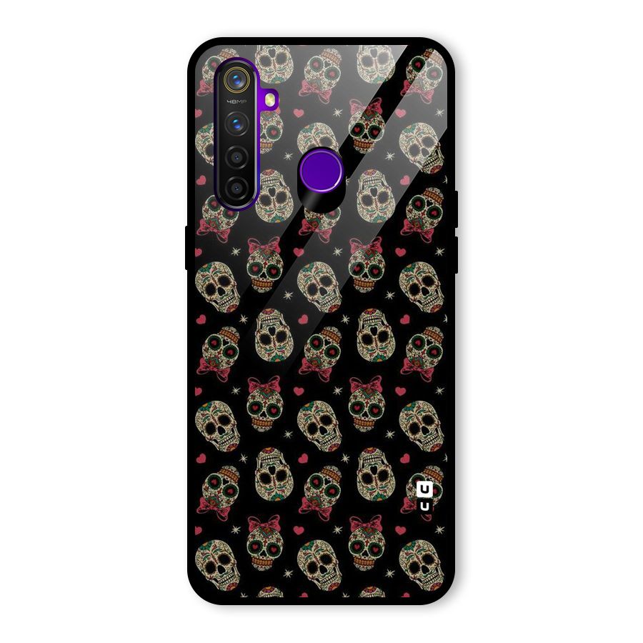 Skull Pattern Glass Back Case for Realme 5 Pro