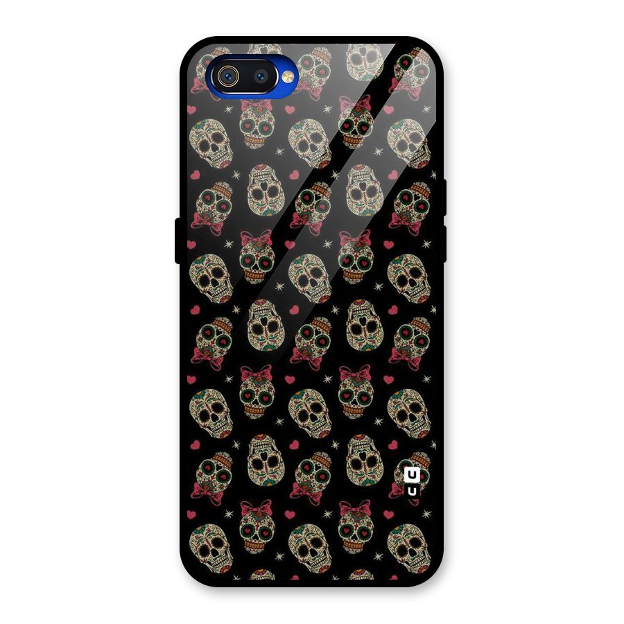 Skull Pattern Glass Back Case for Realme C2