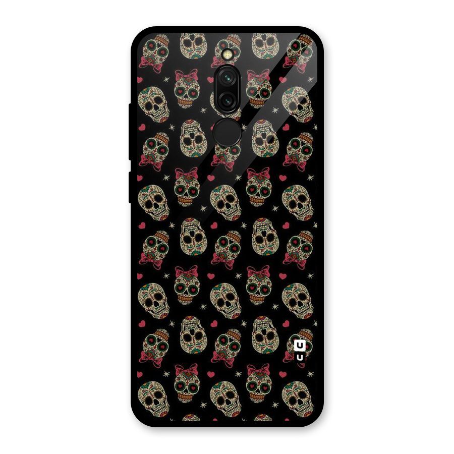 Skull Pattern Glass Back Case for Redmi 8