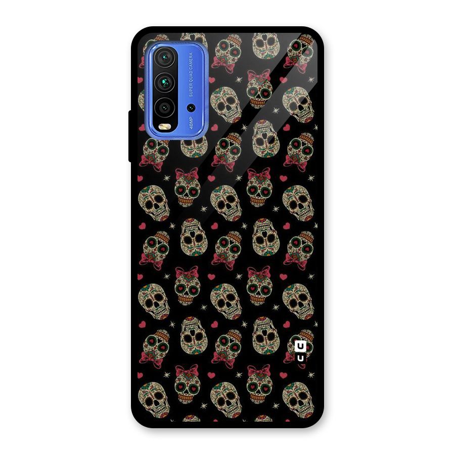 Skull Pattern Glass Back Case for Redmi 9 Power