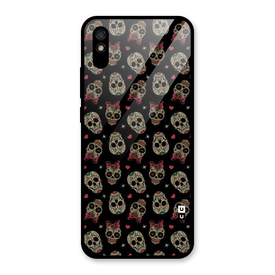 Skull Pattern Glass Back Case for Redmi 9i