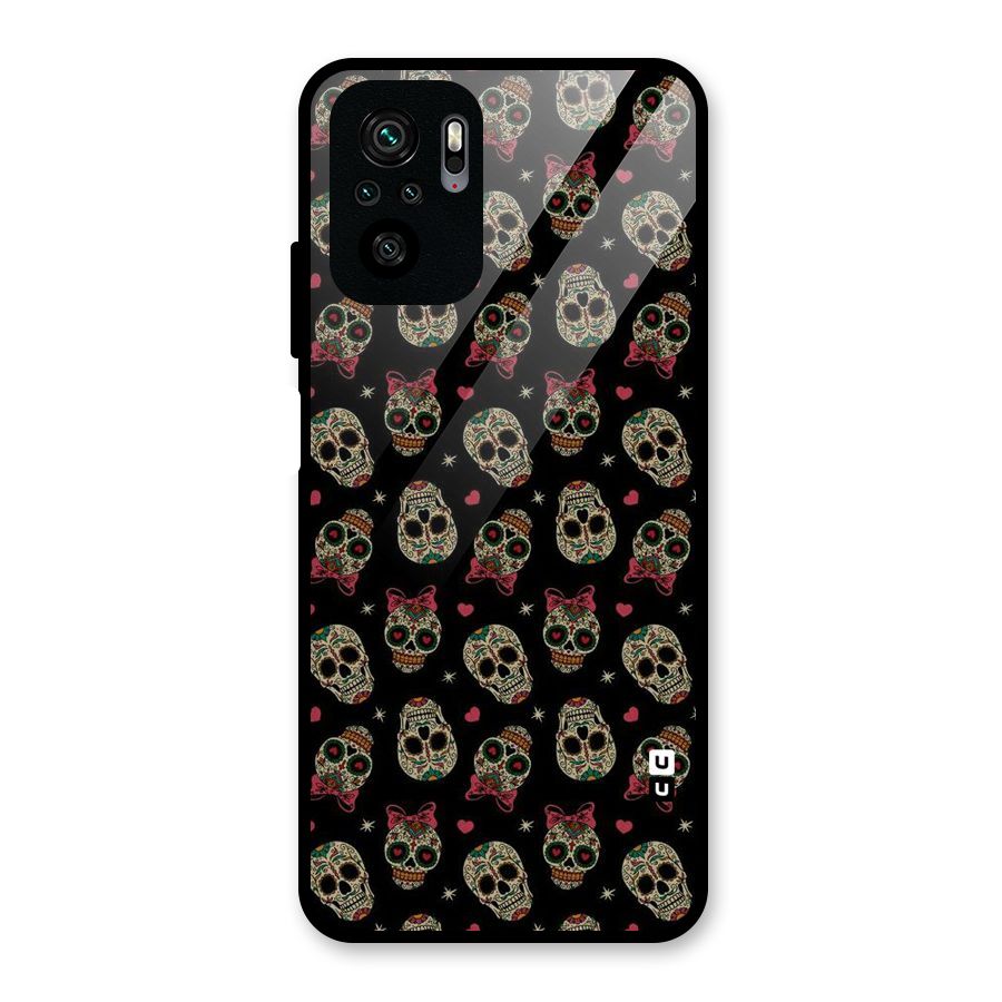 Skull Pattern Glass Back Case for Redmi Note 10S