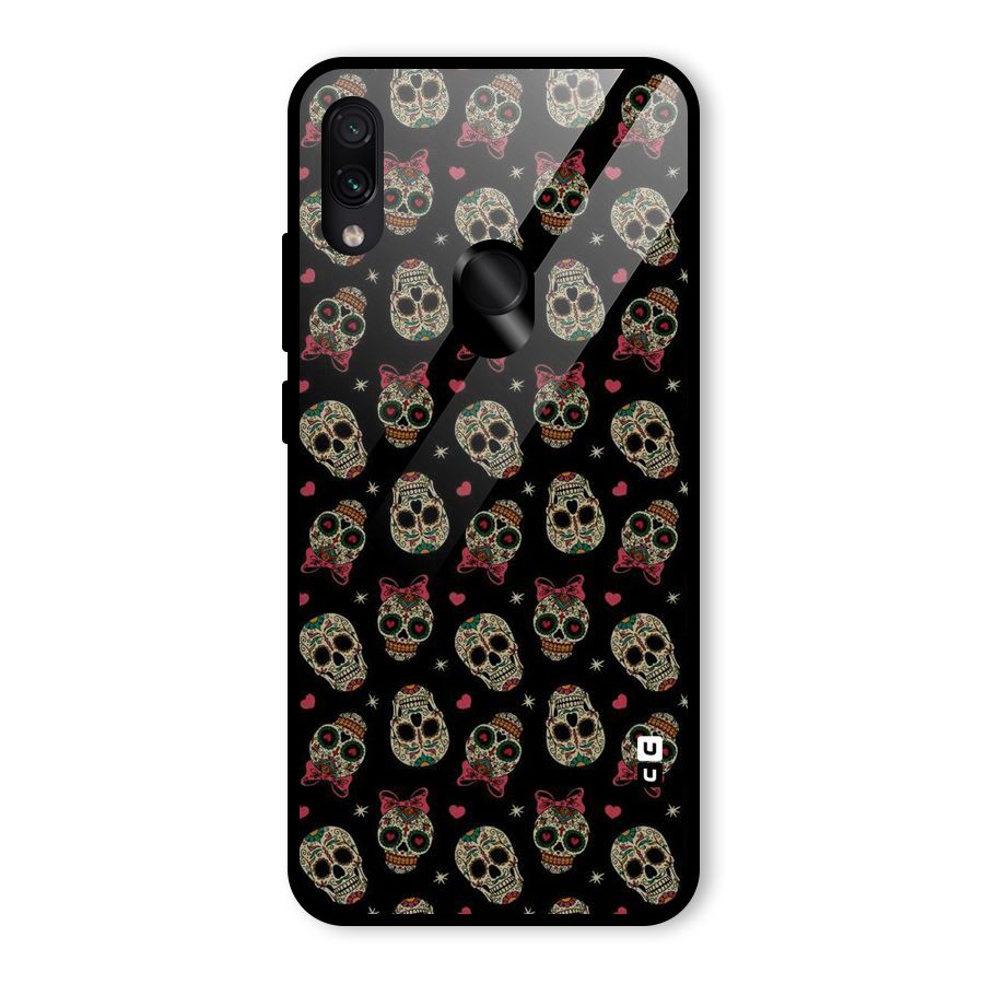 Skull Pattern Glass Back Case for Redmi Note 7S