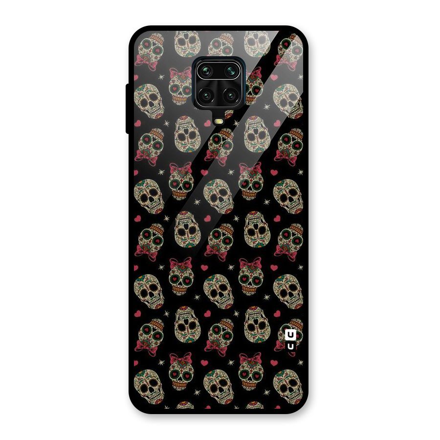 Skull Pattern Glass Back Case for Redmi Note 9 Pro