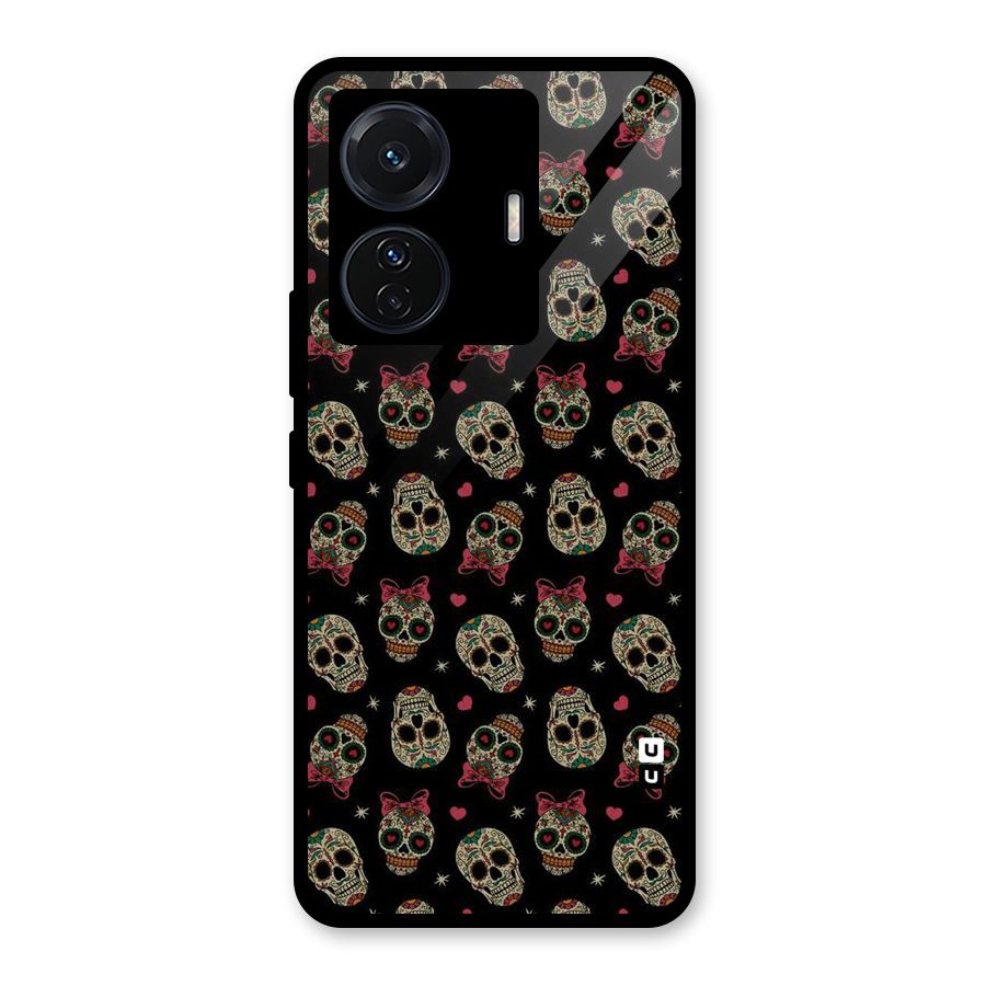 Skull Pattern Glass Back Case for Vivo T1 Pro