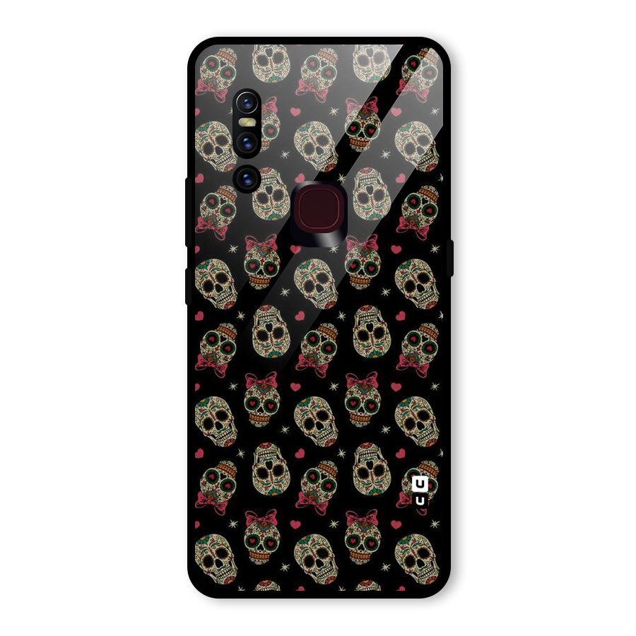 Skull Pattern Glass Back Case for Vivo V15