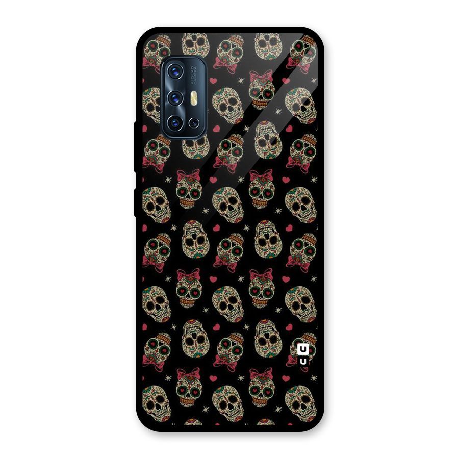 Skull Pattern Glass Back Case for Vivo V17