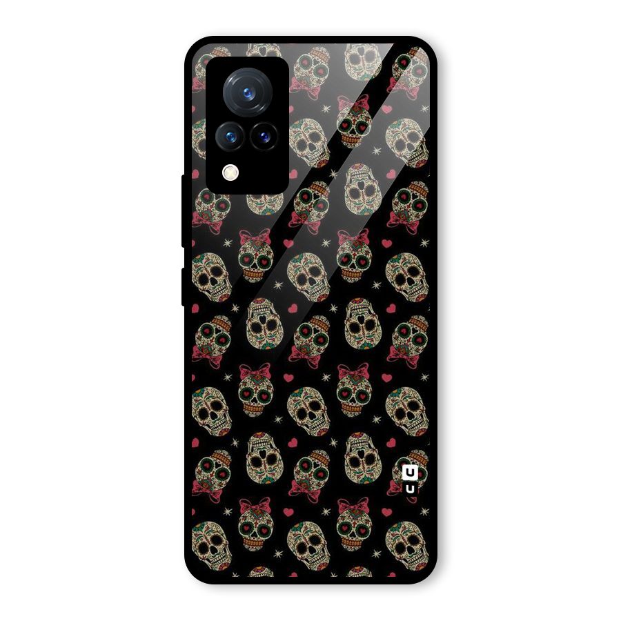 Skull Pattern Glass Back Case for Vivo V21 5G