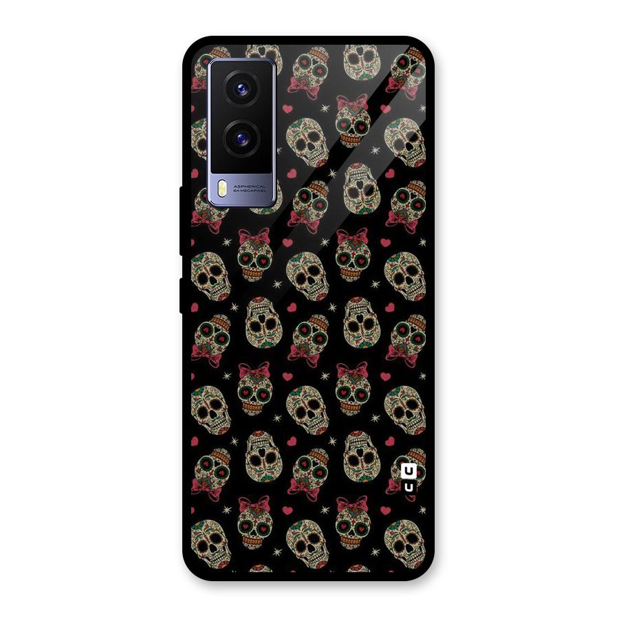 Skull Pattern Glass Back Case for Vivo V21e 5G