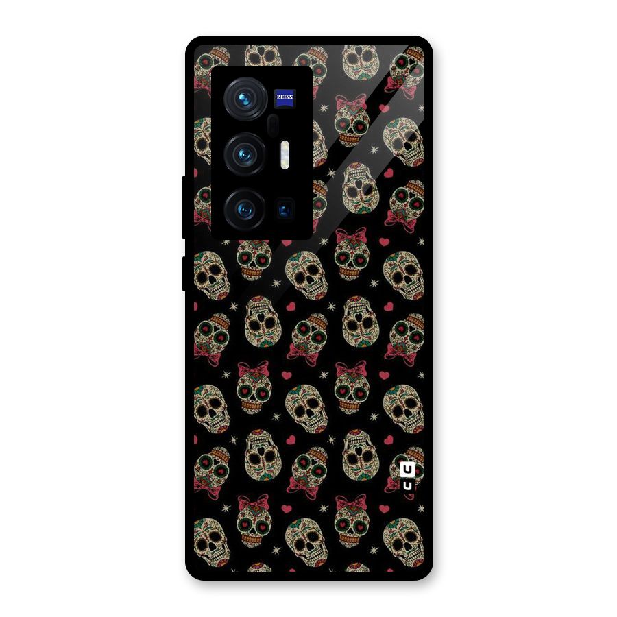 Skull Pattern Glass Back Case for Vivo X70 Pro Plus