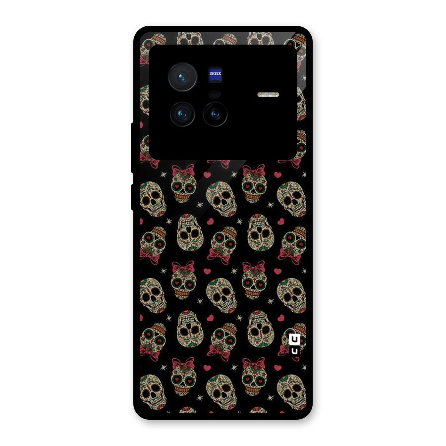 Skull Pattern Glass Back Case for Vivo X80