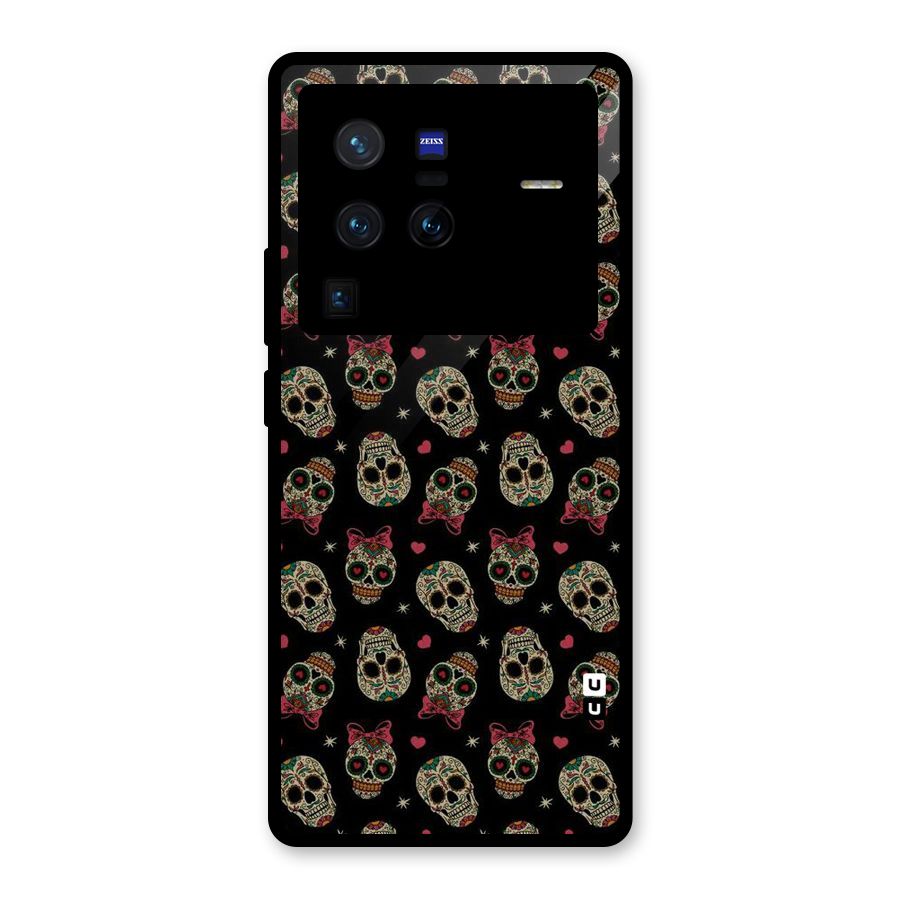 Skull Pattern Glass Back Case for Vivo X80 Pro