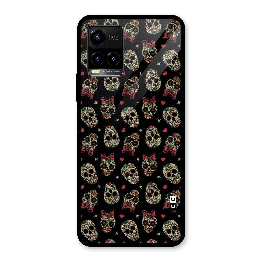 Skull Pattern Glass Back Case for Vivo Y21T
