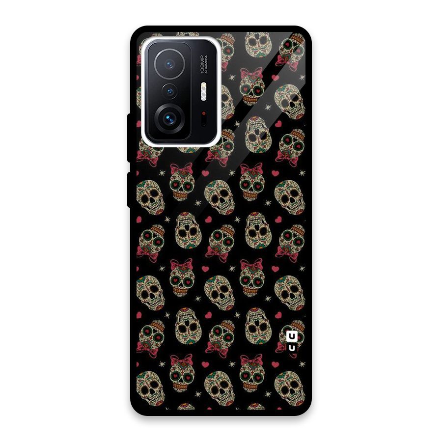Skull Pattern Glass Back Case for Xiaomi 11T Pro