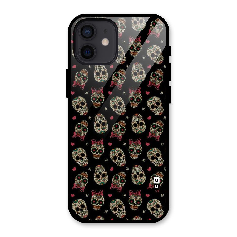 Skull Pattern Glass Back Case for iPhone 12