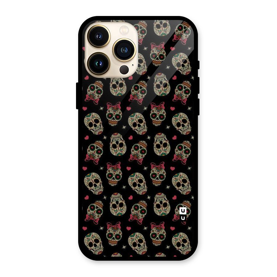 Skull Pattern Glass Back Case for iPhone 13 Pro Max