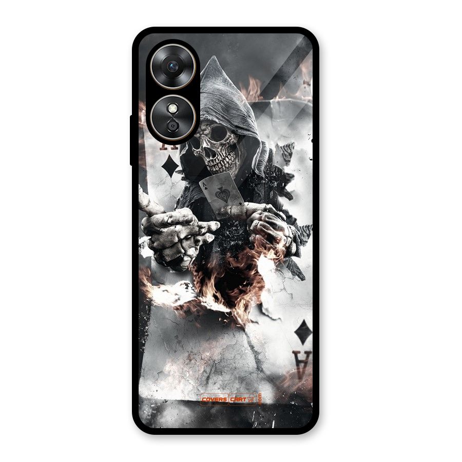 Skull with an Ace Glass Back Case for Oppo A17