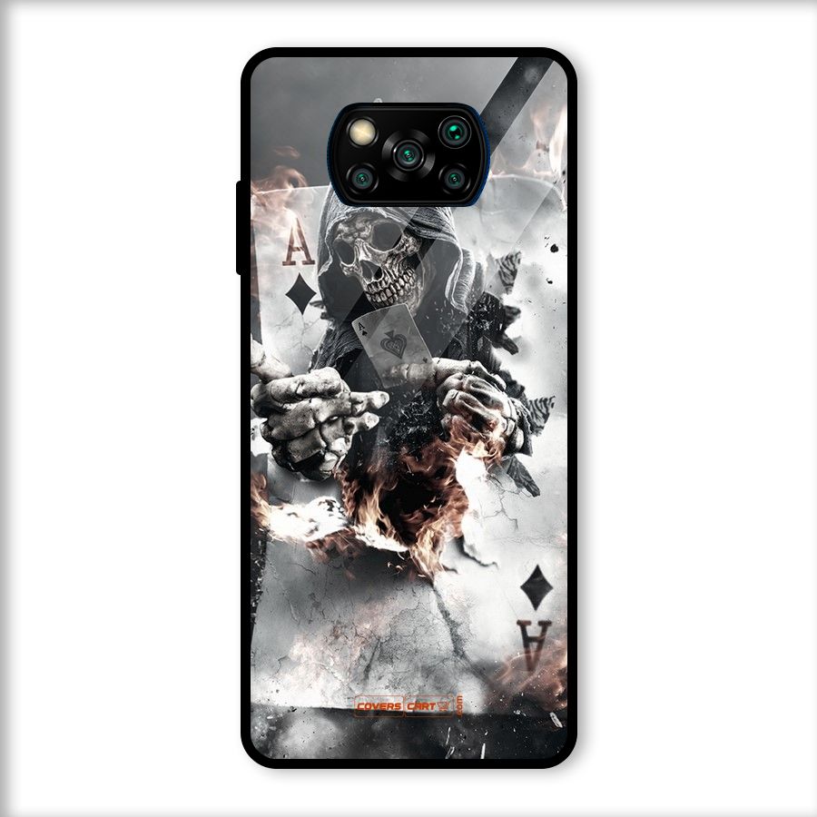 Skull with an Ace Glass Back Case for Poco X3