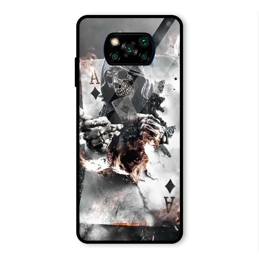 Skull with an Ace Glass Back Case for Poco X3 Pro