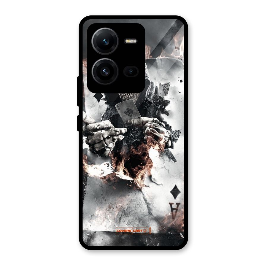 Skull with an Ace Glass Back Case for Vivo V25