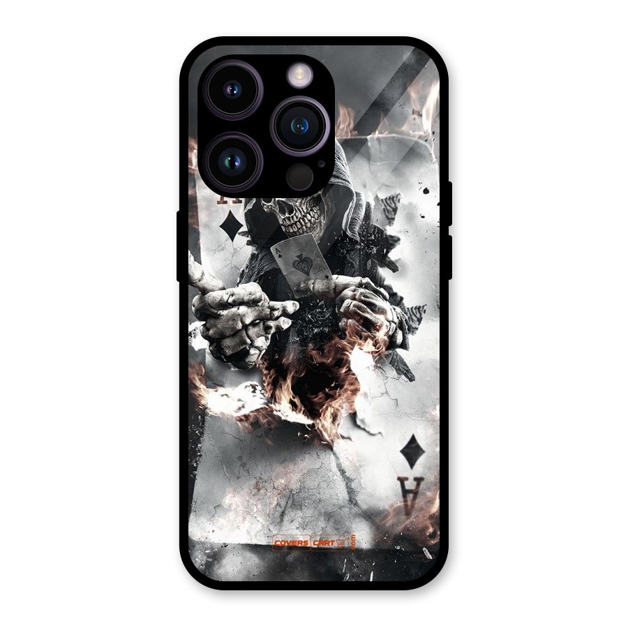 Skull with an Ace Glass Back Case for iPhone 14 Pro