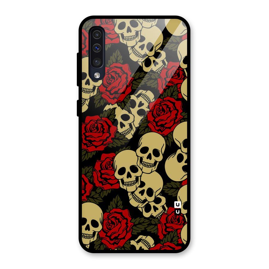 Skulled Roses Glass Back Case for Galaxy A50