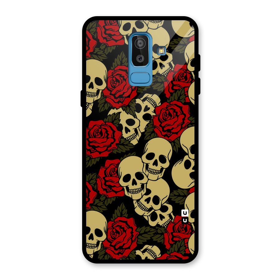 Skulled Roses Glass Back Case for Galaxy J8