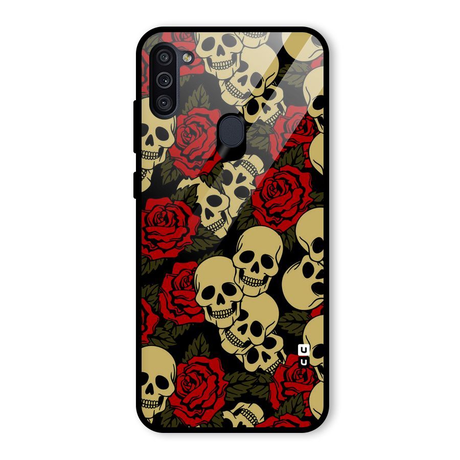 Skulled Roses Glass Back Case for Galaxy M11