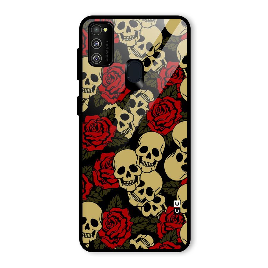Skulled Roses Glass Back Case for Galaxy M30s
