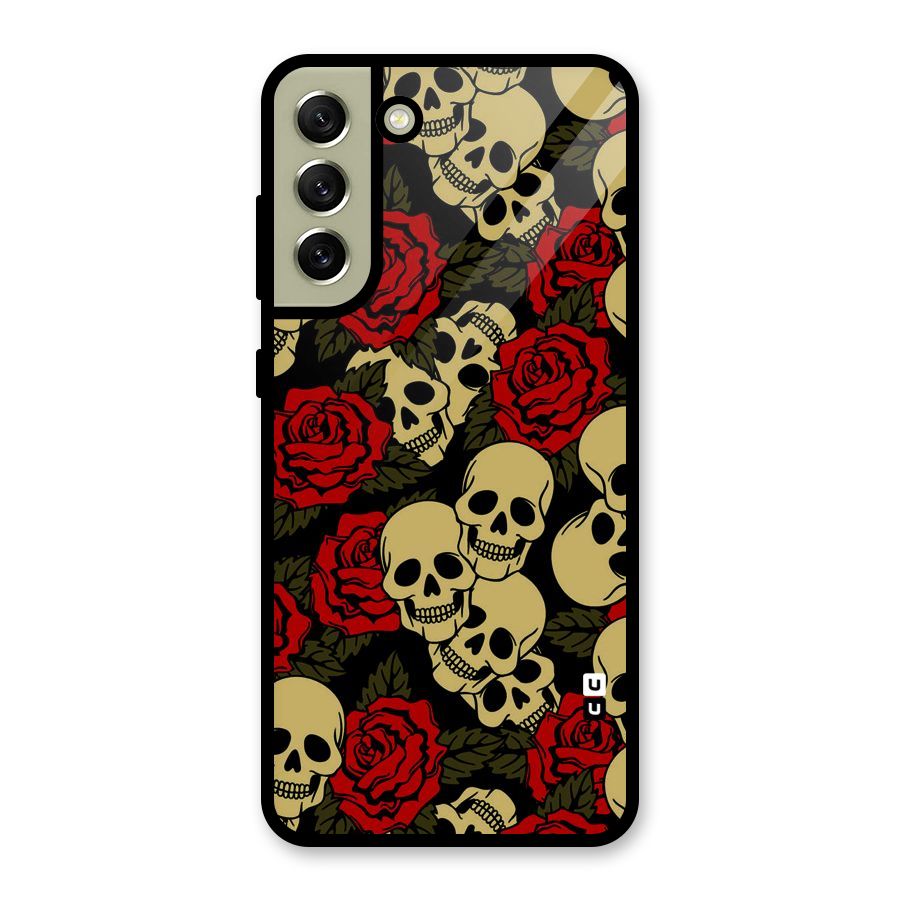 Skulled Roses Glass Back Case for Galaxy S21 FE 5G