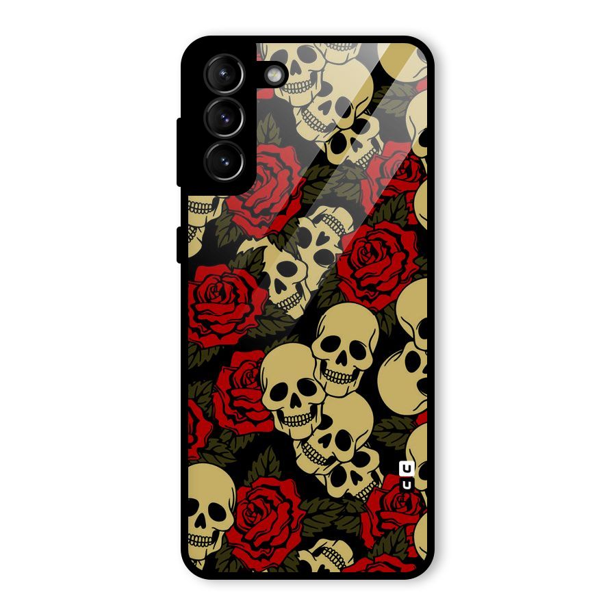 Skulled Roses Glass Back Case for Galaxy S21 Plus