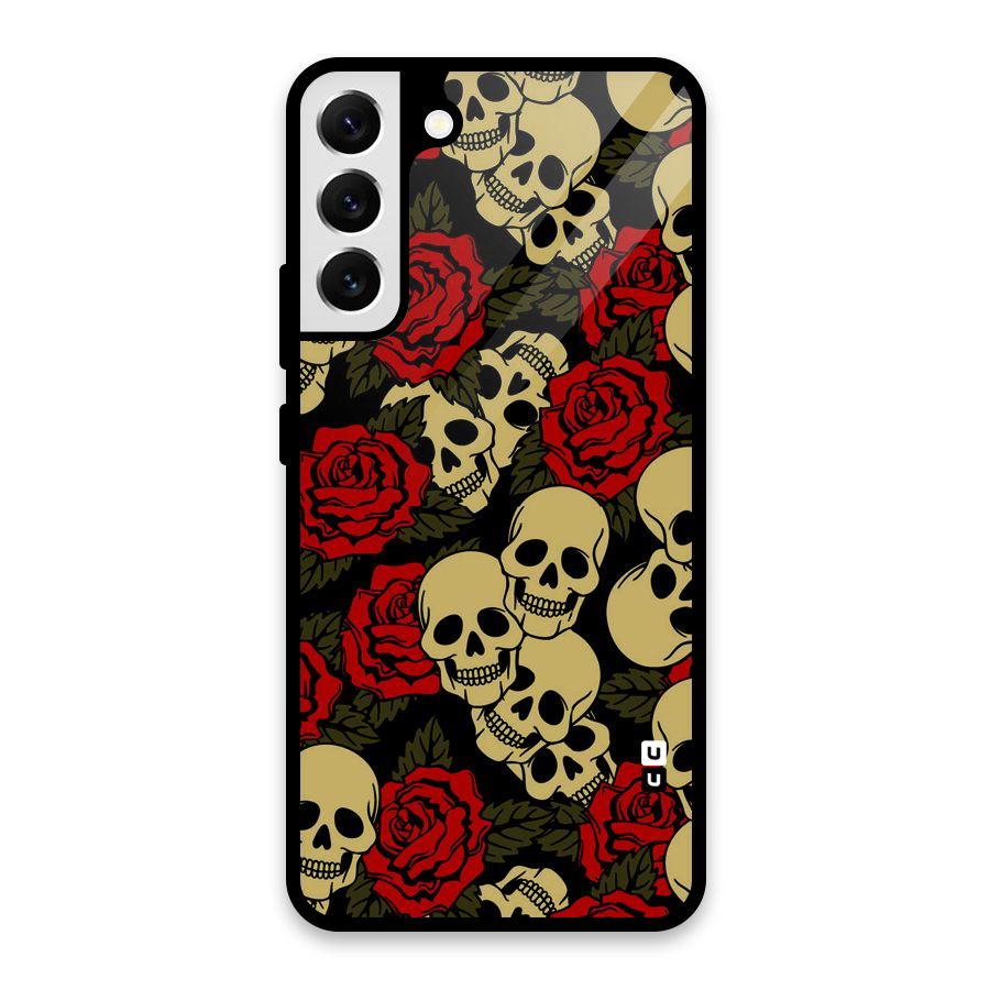 Skulled Roses Glass Back Case for Galaxy S22 Plus 5G