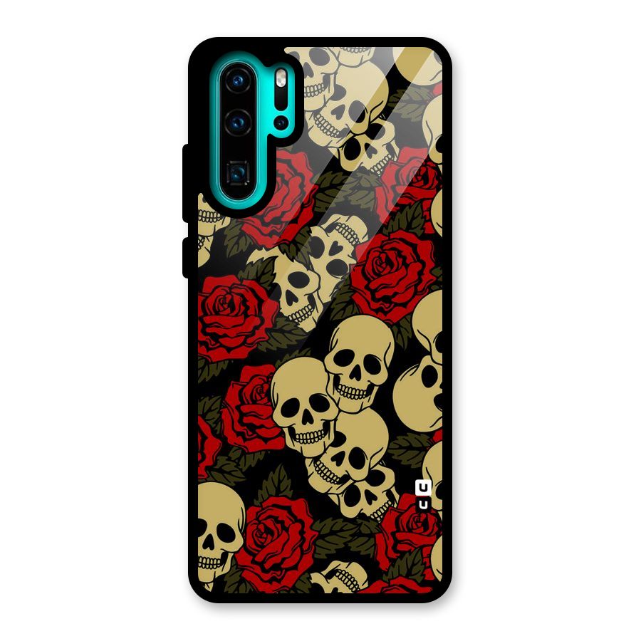 Skulled Roses Glass Back Case for Huawei P30 Pro