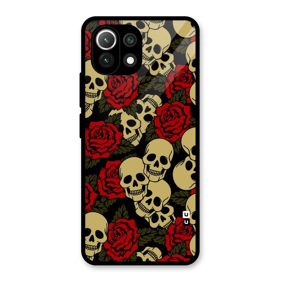 Skulled Roses Glass Back Case for Mi 11 Lite