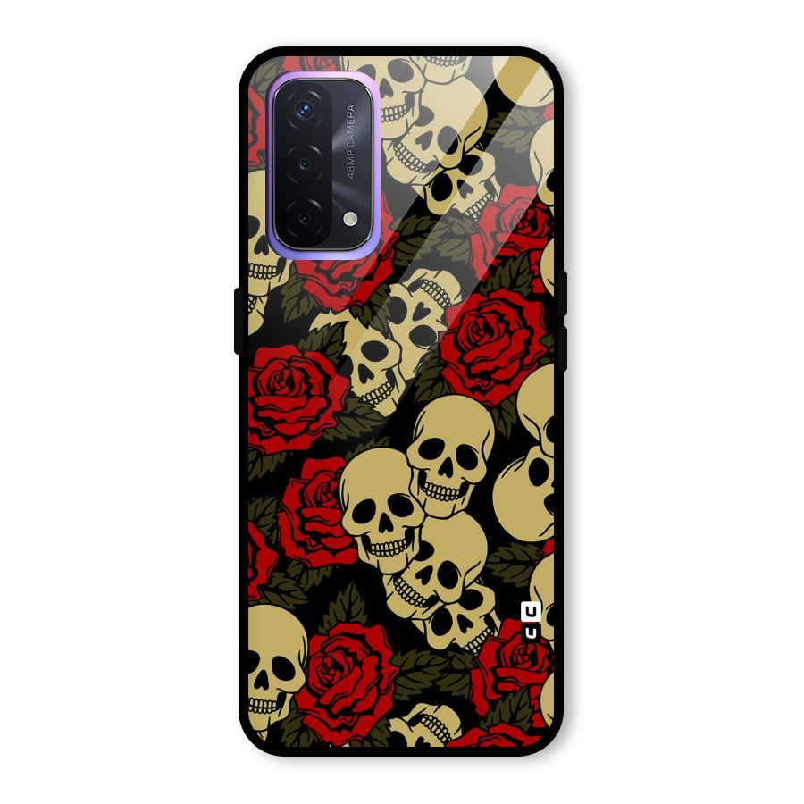 Skulled Roses Glass Back Case for Oppo A74 5G