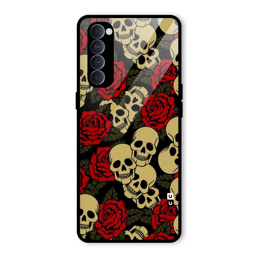 Skulled Roses Glass Back Case for Oppo Reno4 Pro