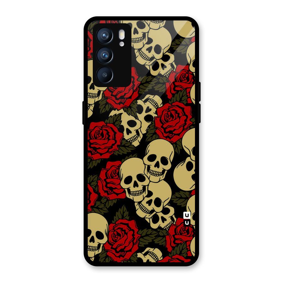 Skulled Roses Glass Back Case for Oppo Reno6 5G
