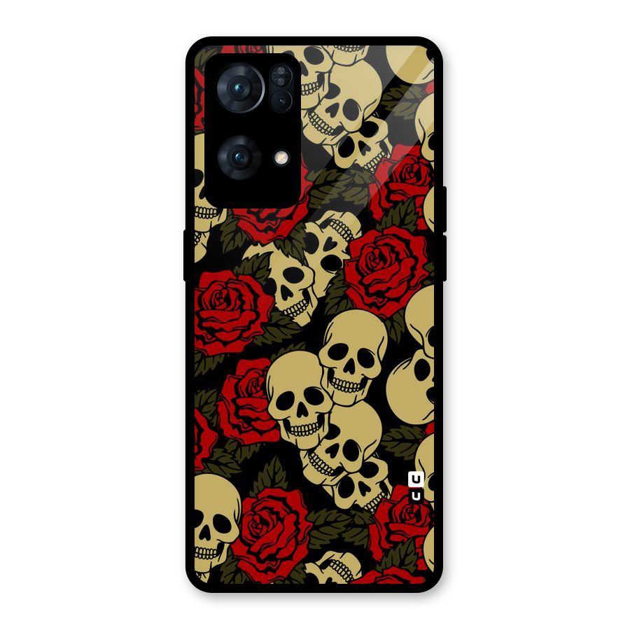 Skulled Roses Glass Back Case for Oppo Reno7 Pro 5G