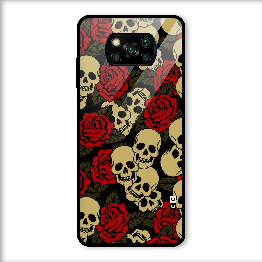 Skulled Roses Glass Back Case for Poco X3