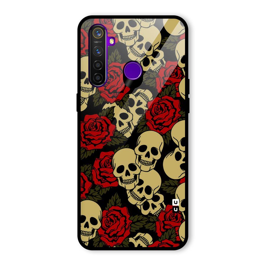 Skulled Roses Glass Back Case for Realme 5 Pro
