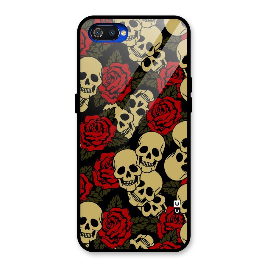 Skulled Roses Glass Back Case for Realme C2