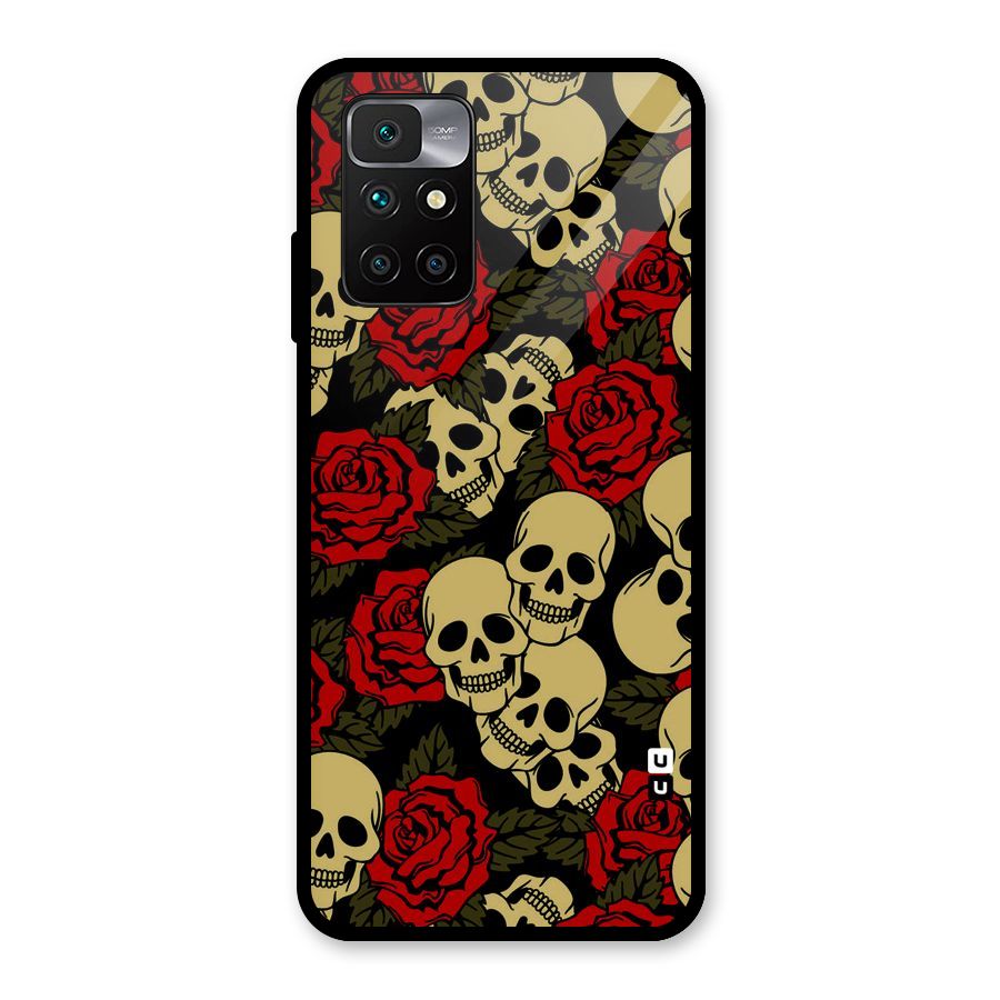 Skulled Roses Glass Back Case for Redmi 10 Prime