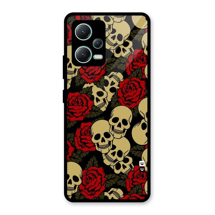 Skulled Roses Glass Back Case for Redmi Note 12 5G
