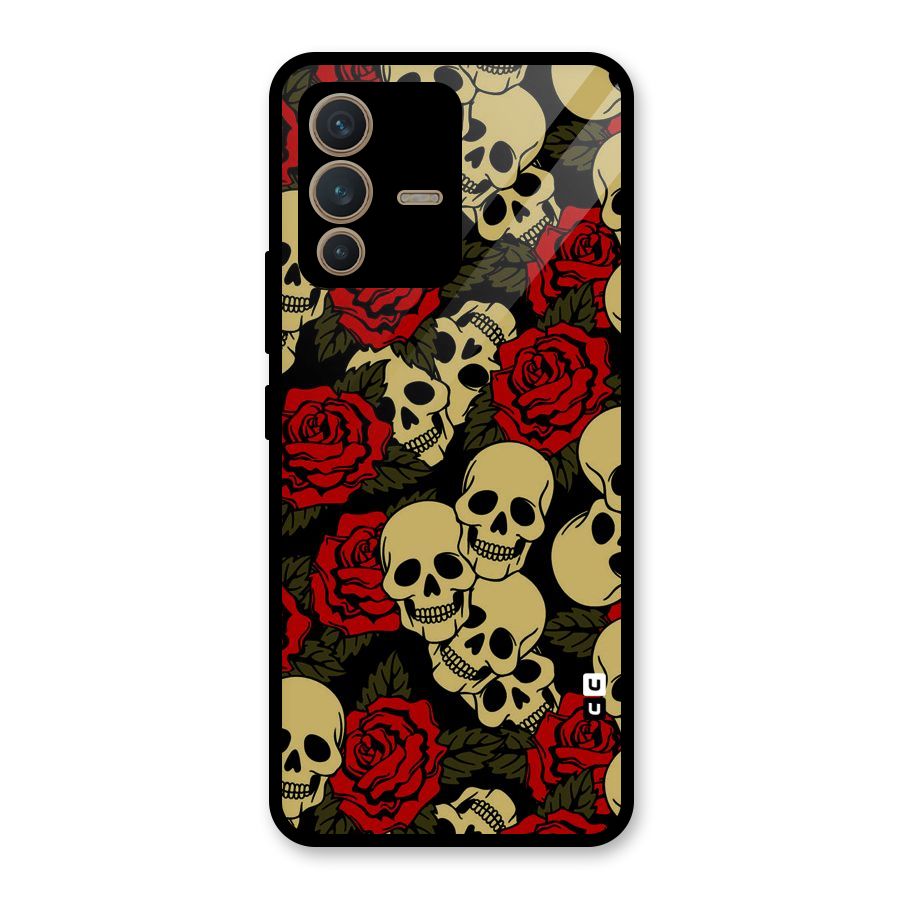 Skulled Roses Glass Back Case for Vivo V23 5G