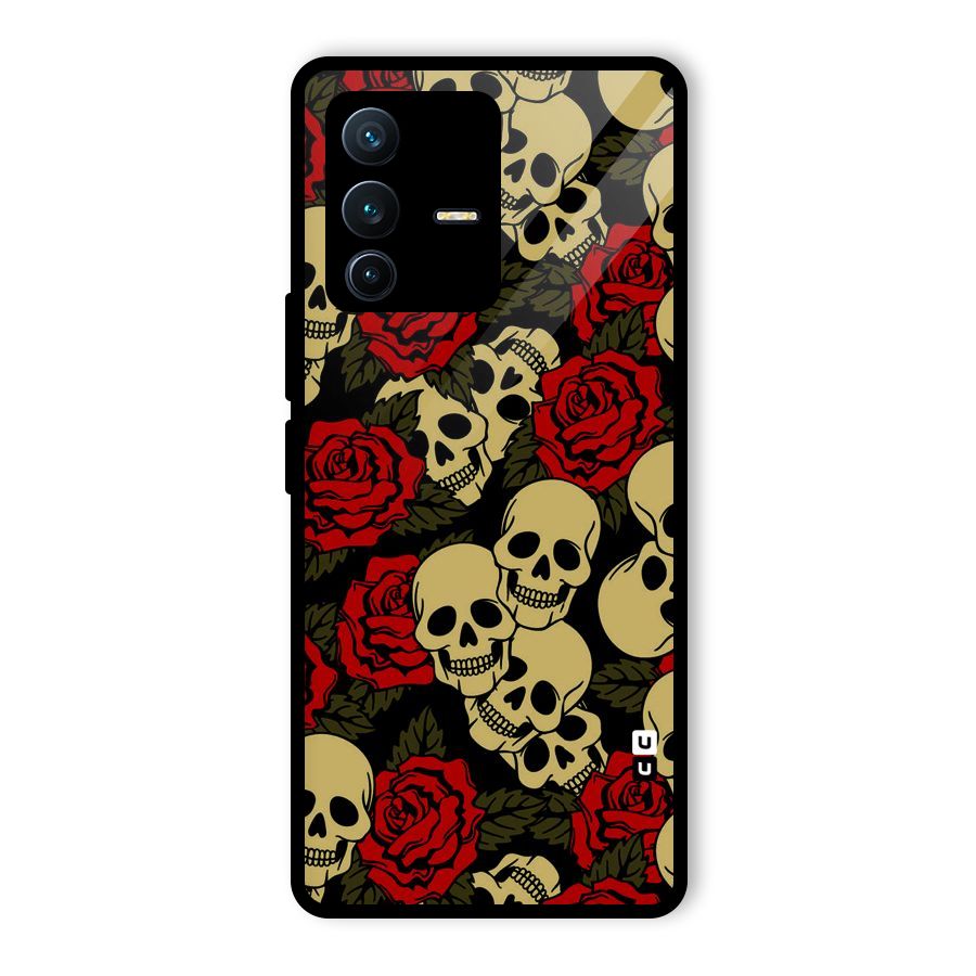 Skulled Roses Glass Back Case for Vivo V23 Pro