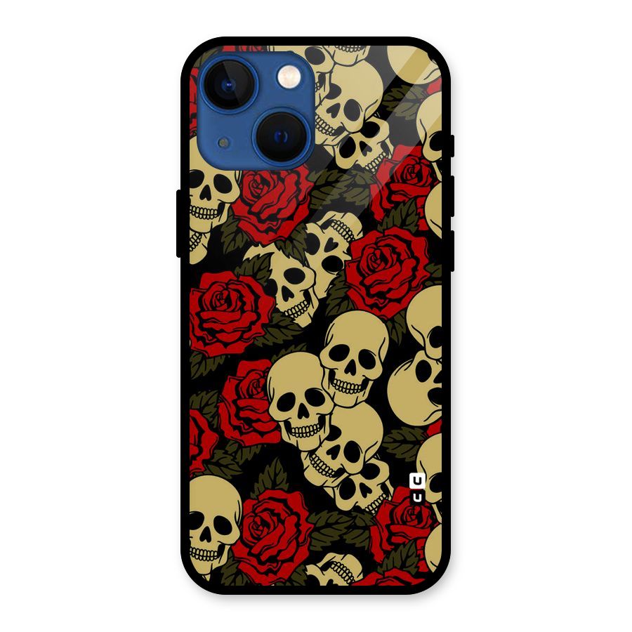 Skulled Roses Glass Back Case for iPhone 13 Mini