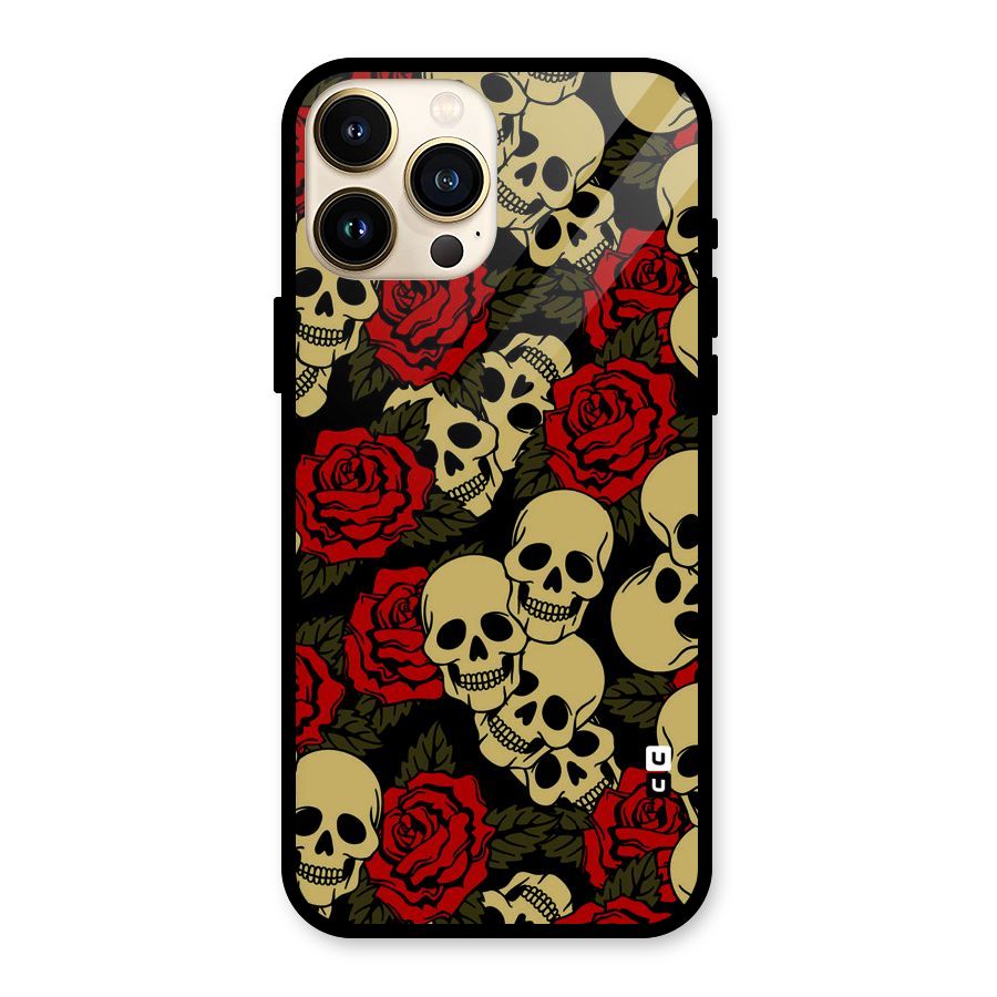 Skulled Roses Glass Back Case for iPhone 13 Pro Max