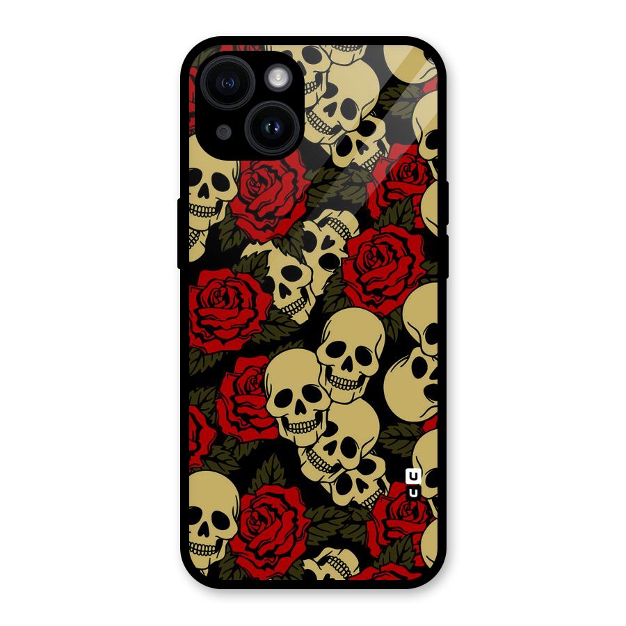 Skulled Roses Glass Back Case for iPhone 14